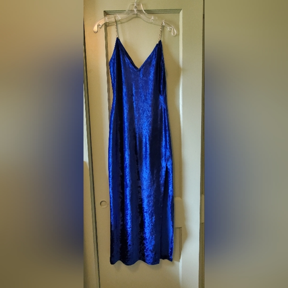 Private Dancer full length blue velour dress